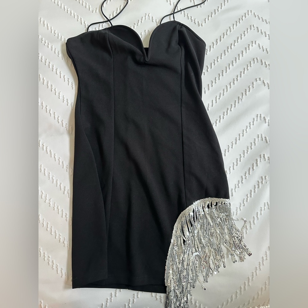 Black and tassel dress